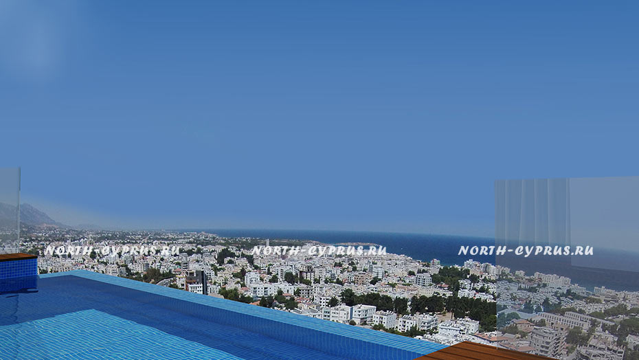 Пентхаус с частным бассейном и панорамным видом в центре Кирении, Северный Кипр
